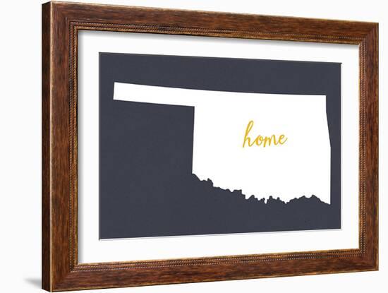 Oklahoma - Home State - White on Gray-Lantern Press-Framed Art Print