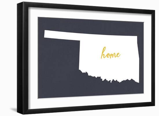 Oklahoma - Home State - White on Gray-Lantern Press-Framed Art Print