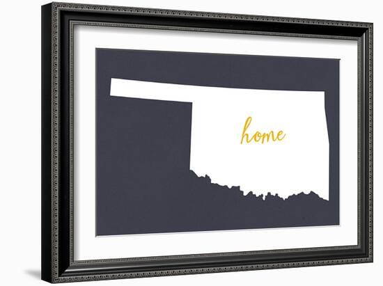 Oklahoma - Home State - White on Gray-Lantern Press-Framed Art Print