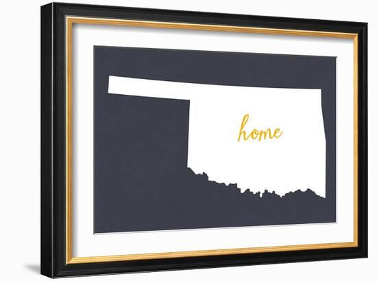 Oklahoma - Home State - White on Gray-Lantern Press-Framed Art Print