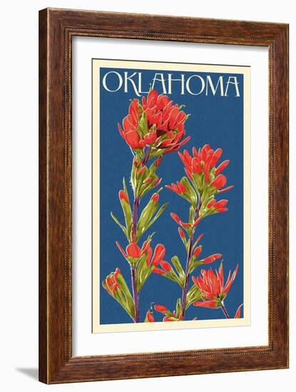 Oklahoma - Indian Paintbrush - Letterpress-Lantern Press-Framed Premium Giclee Print