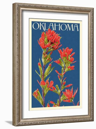 Oklahoma - Indian Paintbrush - Letterpress-Lantern Press-Framed Art Print