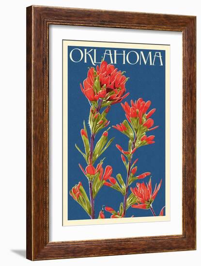 Oklahoma - Indian Paintbrush - Letterpress-Lantern Press-Framed Art Print