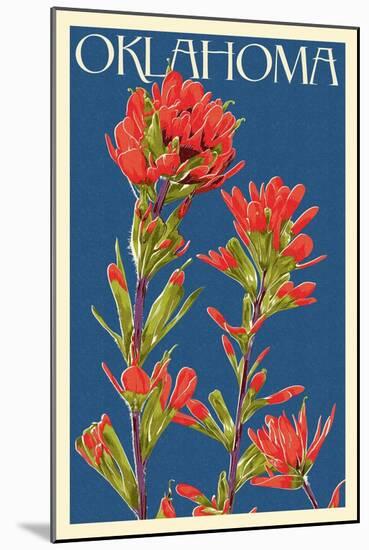 Oklahoma - Indian Paintbrush - Letterpress-Lantern Press-Mounted Art Print