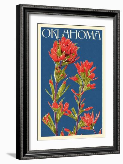 Oklahoma - Indian Paintbrush - Letterpress-Lantern Press-Framed Art Print