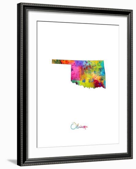 Oklahoma Map-Michael Tompsett-Framed Art Print