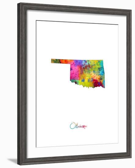 Oklahoma Map-Michael Tompsett-Framed Art Print