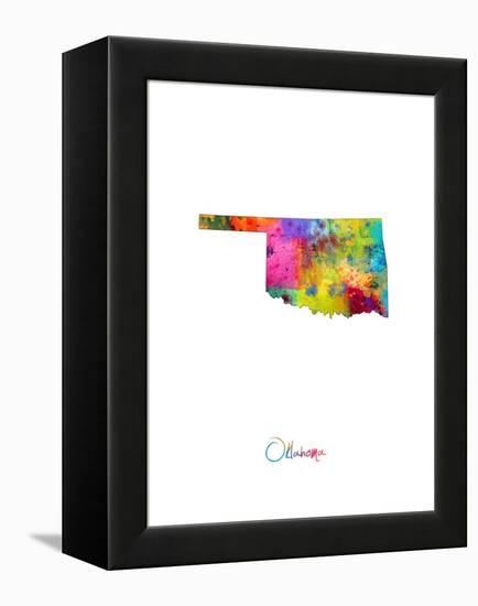 Oklahoma Map-Michael Tompsett-Framed Stretched Canvas