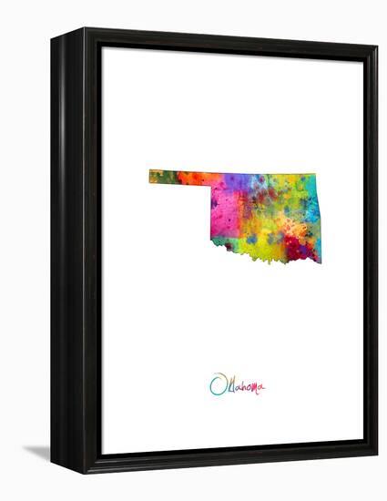 Oklahoma Map-Michael Tompsett-Framed Stretched Canvas