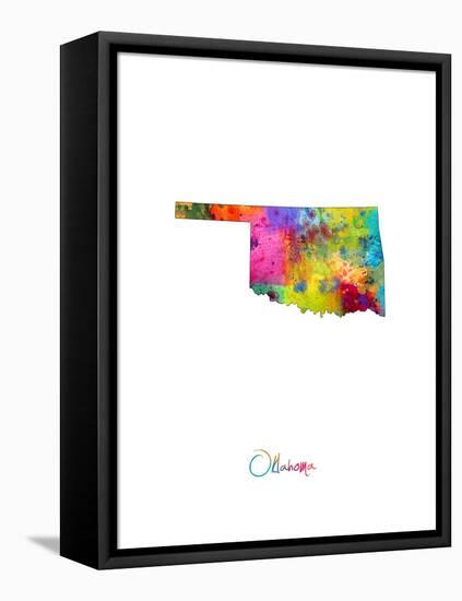 Oklahoma Map-Michael Tompsett-Framed Stretched Canvas