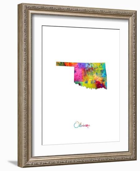 Oklahoma Map-Michael Tompsett-Framed Premium Giclee Print