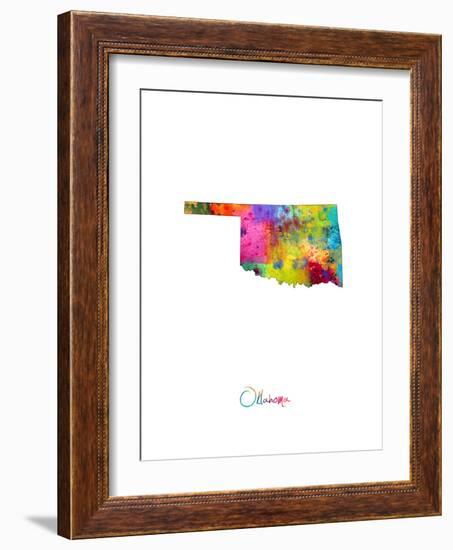 Oklahoma Map-Michael Tompsett-Framed Premium Giclee Print