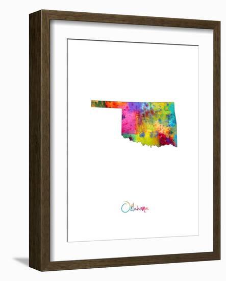 Oklahoma Map-Michael Tompsett-Framed Art Print