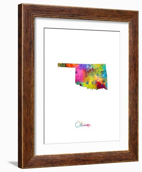 Oklahoma Map-Michael Tompsett-Framed Art Print