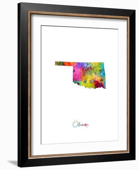 Oklahoma Map-Michael Tompsett-Framed Art Print