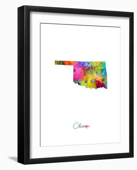 Oklahoma Map-Michael Tompsett-Framed Art Print