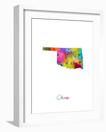 Oklahoma Map-Michael Tompsett-Framed Art Print