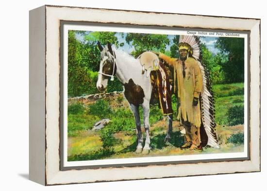 Oklahoma - Osage Indian and Pony-Lantern Press-Framed Stretched Canvas