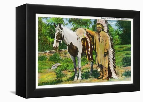 Oklahoma - Osage Indian and Pony-Lantern Press-Framed Stretched Canvas