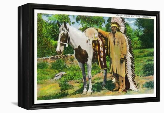 Oklahoma - Osage Indian and Pony-Lantern Press-Framed Stretched Canvas