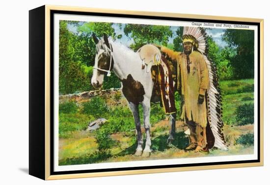 Oklahoma - Osage Indian and Pony-Lantern Press-Framed Stretched Canvas