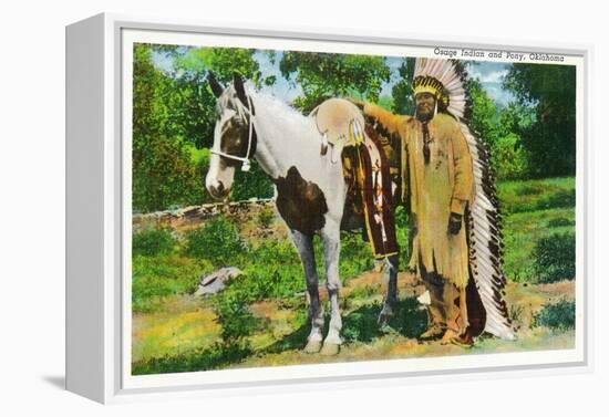 Oklahoma - Osage Indian and Pony-Lantern Press-Framed Stretched Canvas