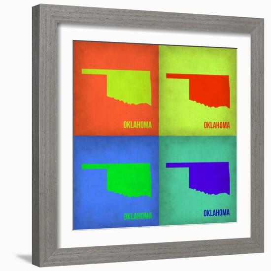 Oklahoma Pop Art Map 1-NaxArt-Framed Art Print