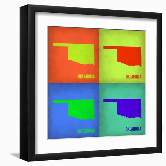 Oklahoma Pop Art Map 1-NaxArt-Framed Art Print