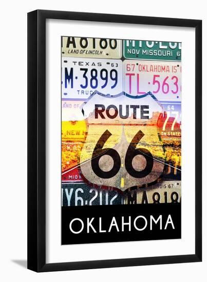 Oklahoma - Route 66 License Plates-Lantern Press-Framed Art Print