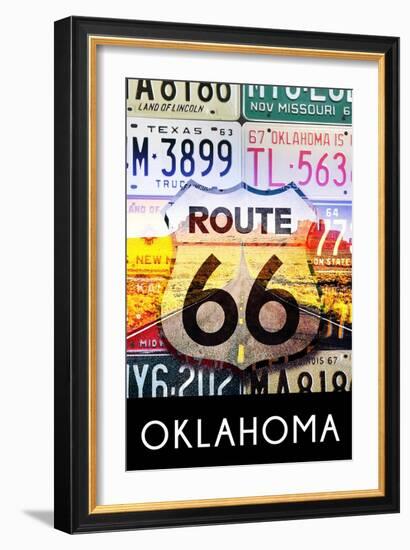 Oklahoma - Route 66 License Plates-Lantern Press-Framed Art Print