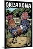 Oklahoma - Scratchboard - Rooster-Lantern Press-Mounted Art Print