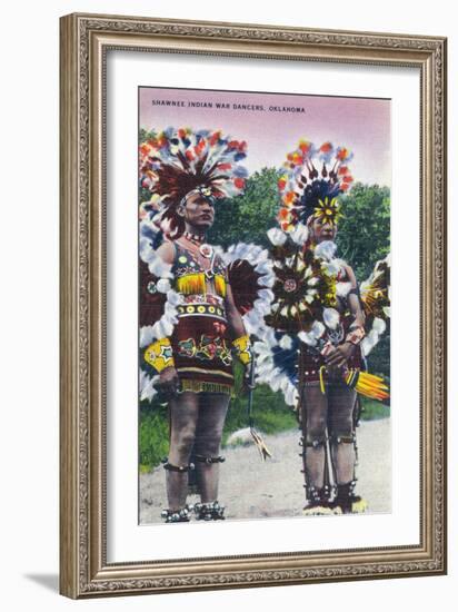 Oklahoma - Shawnee Indian War Dancers-Lantern Press-Framed Art Print