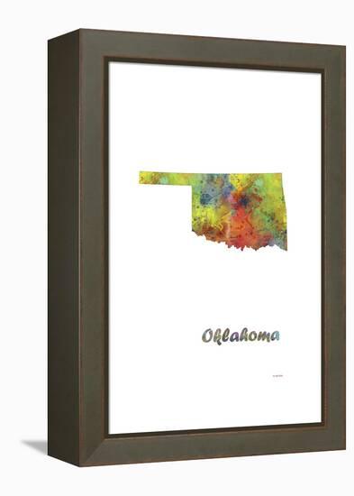 Oklahoma State Map 1-Marlene Watson-Framed Premier Image Canvas