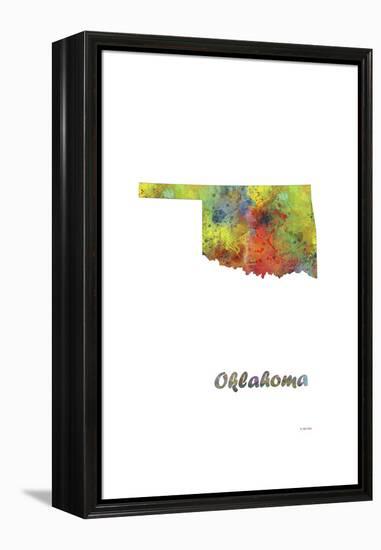 Oklahoma State Map 1-Marlene Watson-Framed Premier Image Canvas