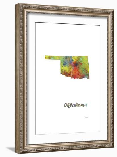 Oklahoma State Map 1-Marlene Watson-Framed Giclee Print