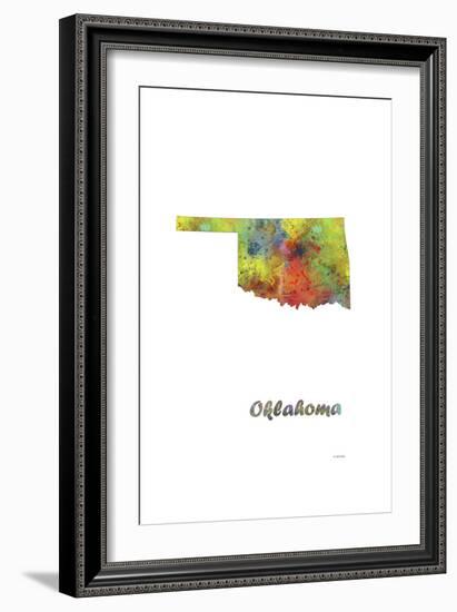 Oklahoma State Map 1-Marlene Watson-Framed Giclee Print