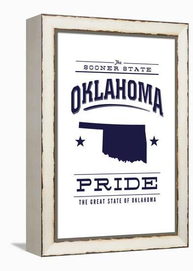 Oklahoma State Pride - Blue on White-Lantern Press-Framed Stretched Canvas