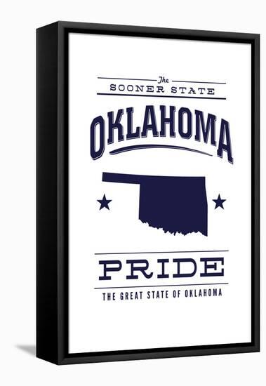 Oklahoma State Pride - Blue on White-Lantern Press-Framed Stretched Canvas