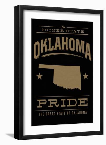 Oklahoma State Pride - Gold on Black-Lantern Press-Framed Art Print