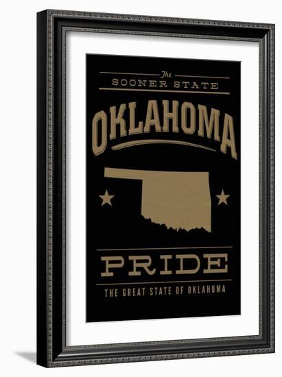 Oklahoma State Pride - Gold on Black-Lantern Press-Framed Art Print