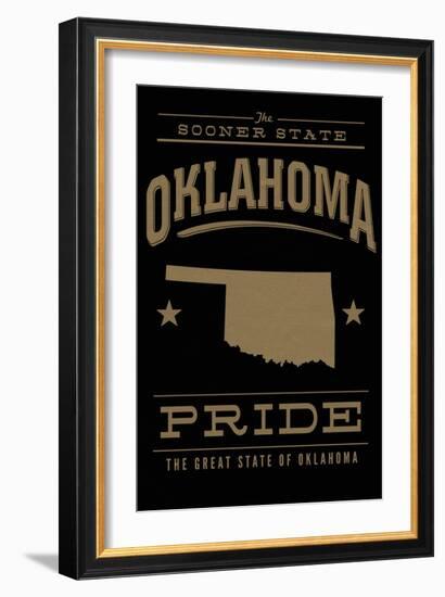 Oklahoma State Pride - Gold on Black-Lantern Press-Framed Art Print