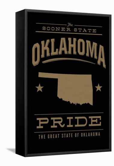 Oklahoma State Pride - Gold on Black-Lantern Press-Framed Stretched Canvas