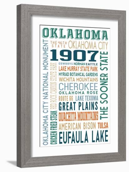 Oklahoma - Typography-Lantern Press-Framed Art Print