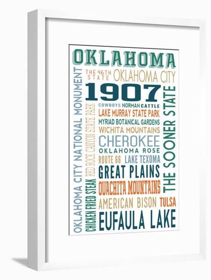 Oklahoma - Typography-Lantern Press-Framed Art Print