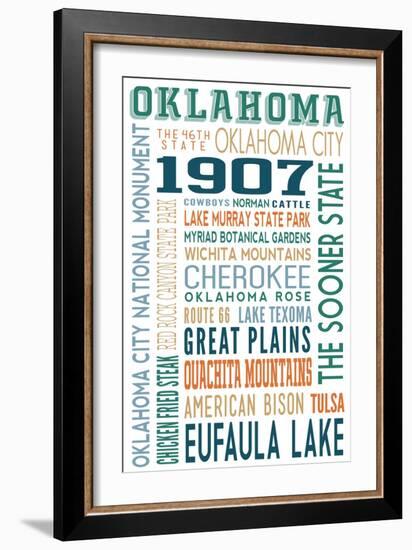 Oklahoma - Typography-Lantern Press-Framed Art Print