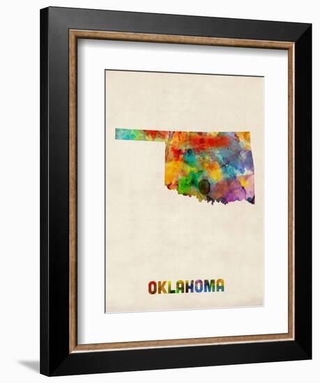 Oklahoma Watercolor Map-Michael Tompsett-Framed Art Print