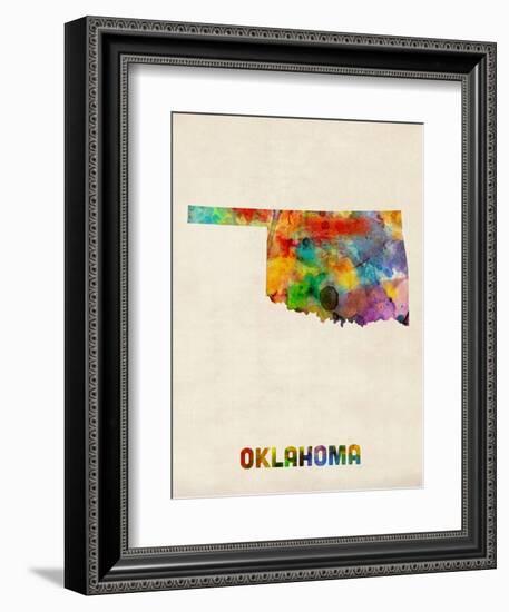 Oklahoma Watercolor Map-Michael Tompsett-Framed Art Print