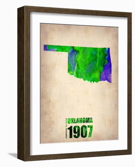 Oklahoma Watercolor Map-NaxArt-Framed Art Print