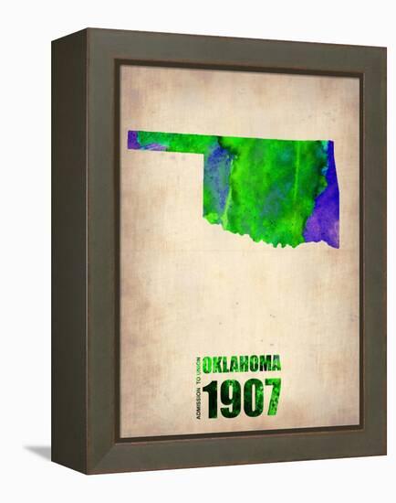 Oklahoma Watercolor Map-NaxArt-Framed Stretched Canvas