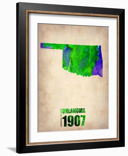 Oklahoma Watercolor Map-NaxArt-Framed Art Print